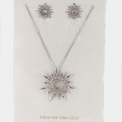 Набір із сережок і підвіски на шию сріблястий (10481)