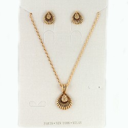 Набор из серьг и подвески на шею золотистый (10484)