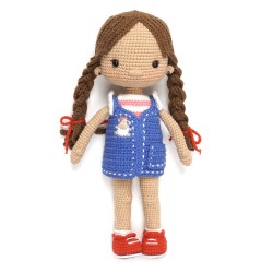 Вязаная игрушка амигуруми Девочка в синем сарафане 28см (27915)