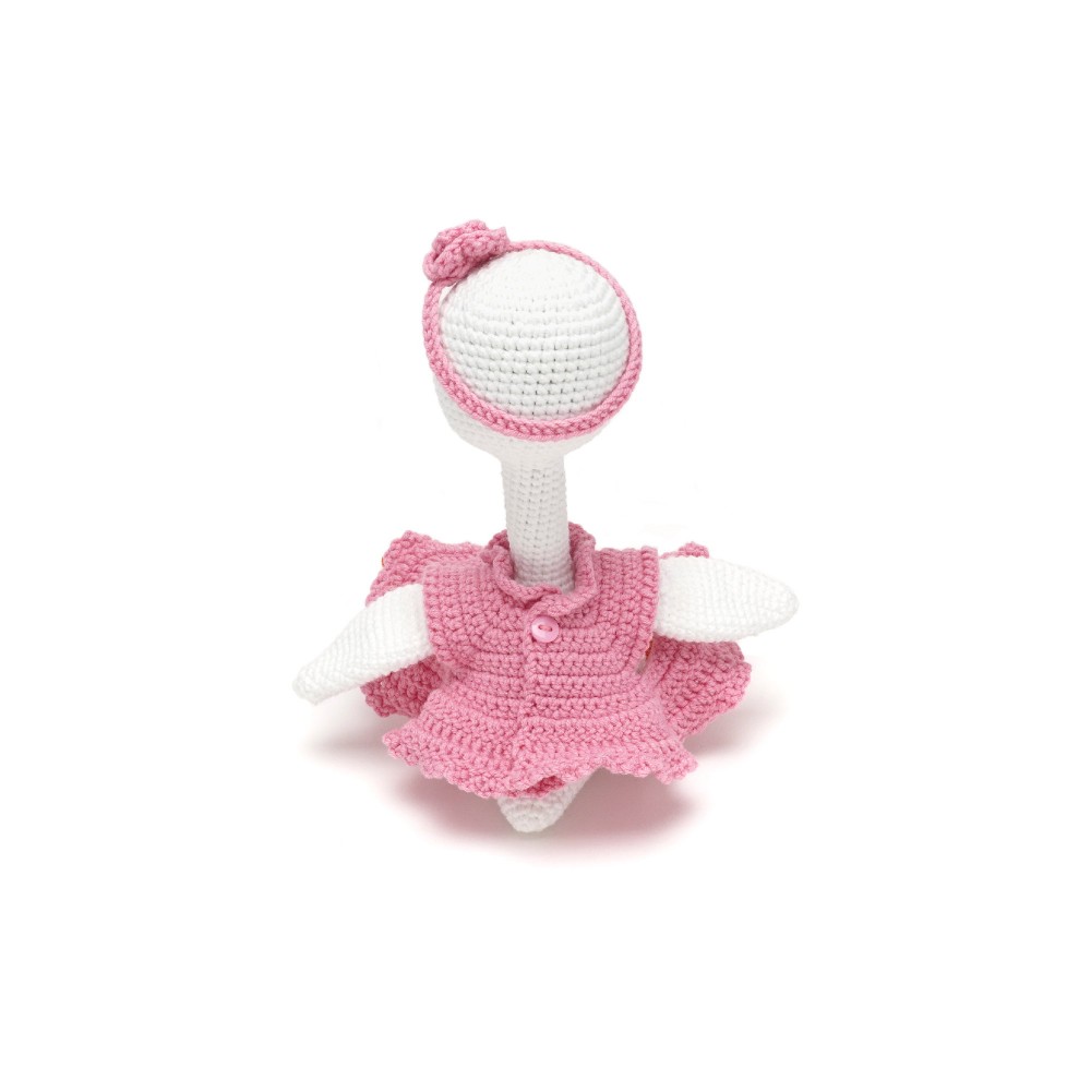 Вязаная игрушка амигуруми Гусь в розовом платье 26см белая (27921) 3