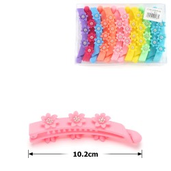 Набір заколок бананів для волосся матові з пластиковими квітками (13199)