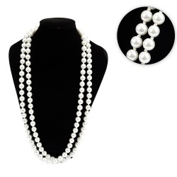  Підвіска на шию з намистин білого кольору Ø8мм (14811)