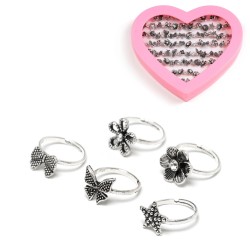  Набір каблучок 72шт сріблясті (14516)