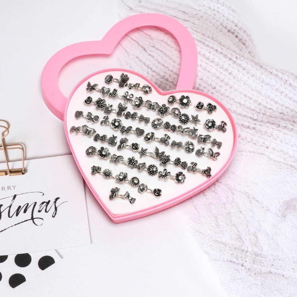 Набір каблучок 72шт сріблясті (14516) 3