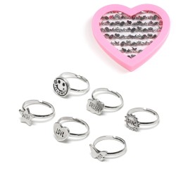  Набор колец 72шт серебристые (31361)