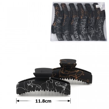 Набор заколок-крабов (28-26875) матовых с узорами чёрные