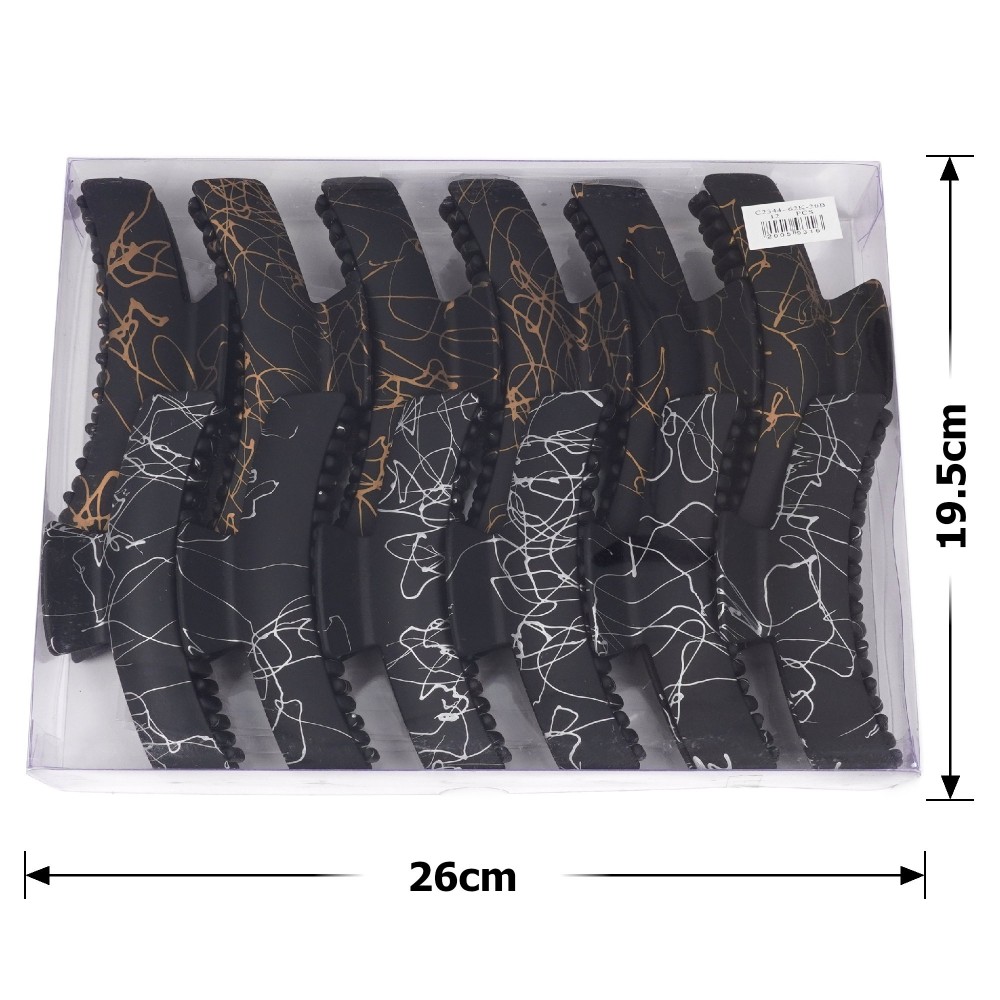 Набір заколок-крабів (28-26875) матових з візерунками чорні 4