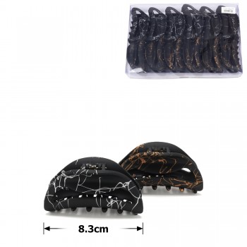 Набор заколок-крабов матовых с узорами черные (26877)