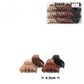 Набор заколок-крабов (12-28474) матовых коричневых