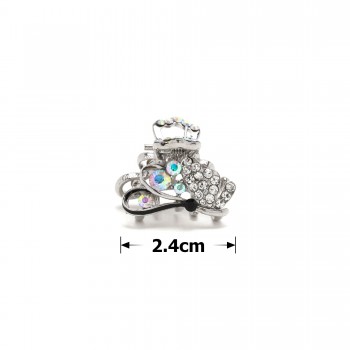 Заколка-краб для волосся з металу зі стразами 2.4см (13946)