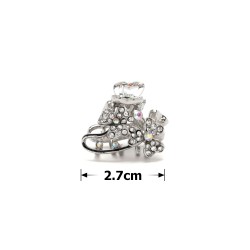 Заколка-краб для волос из металла со стразами 2.7см (13948)