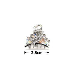 Заколка-краб для волосся з металу зі стразами 2.8см (13954)