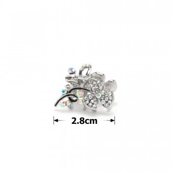 Заколка-краб для волос из металла со стразами 2.8см (13989)