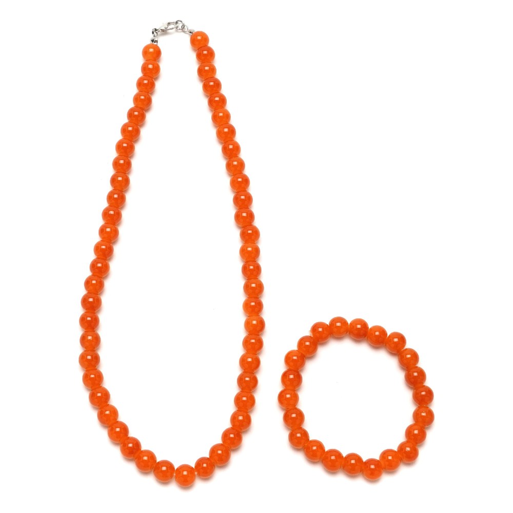 Набор подвески и браслета из бусин оранжевого цвета Ø5мм (14633) 1