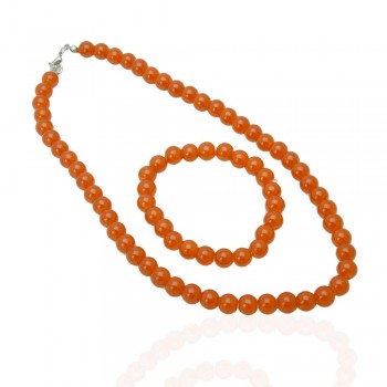 Набор подвески и браслета из бусин оранжевого цвета Ø5мм 14633 - бижутерия оптом Arkos.