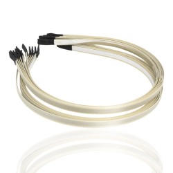 Набір обручів заготовок з атласною стрічкою 0.7см бежевий (12641)