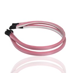 Набір обручів заготовок з атласною стрічкою 0.7см рожевий (12520)