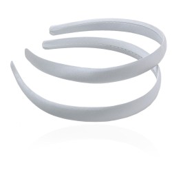Набір обручів заготовок в атласній стрічці 1.5см білий (12655)