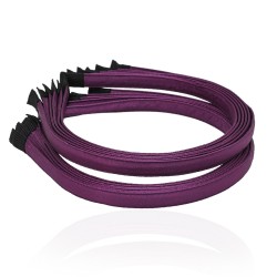 Набір обручів заготовок з атласною стрічкою 1см баклажановий (13282)