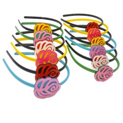 Набір обручів для волосся пластиковий з квіткою (1534)