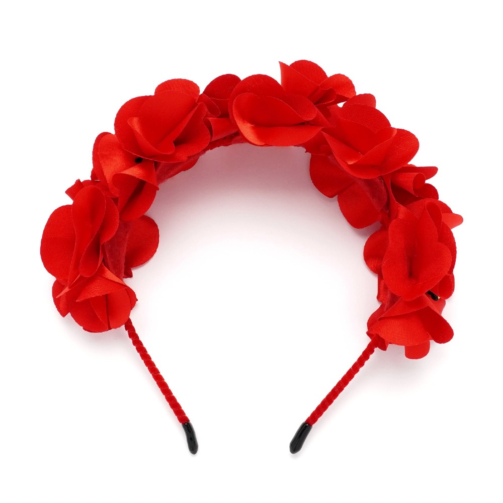 Обруч для волос из красных цветков (24647) 3
