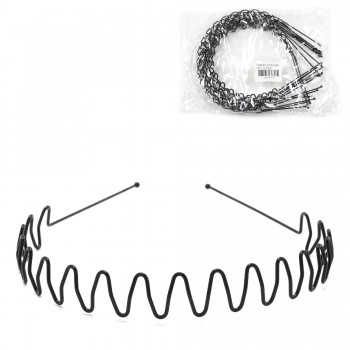 Набор обручей для волос зигзаг металлический черный (29247)