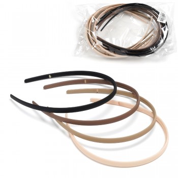 Набір обручів для волосся 0.8см матовий коричневий (31628)