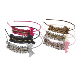 Набор обручей для волос с бантом и цепочкой (6393)