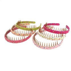 Набір обручів для волосся з гребенем та принтом горошок (8321)