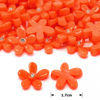 Набор пластиковых цветков кабошонов 1.7см 10шт оранжевый (27332)