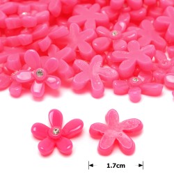 Набір пластикових квіток кабошонів 1.7см 10шт рожевий (27334)