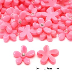Набір пластикових квіток кабошонів 1.7см 10шт рожевий (27335)