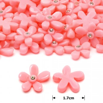Набір пластикових квіток кабошонів 1.7см 10шт рожевий (27336)