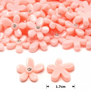 Набор пластиковых цветков кабошонов 1.7см 10шт светло-розовый (27337)