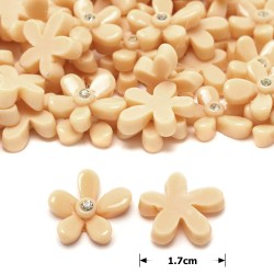 Набір пластикових квіток кабошонів 1.7см 10шт кремовий (27338)