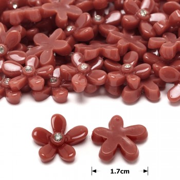 Набор пластиковых цветков кабошонов 1.7см 10шт шоколадный (27341)