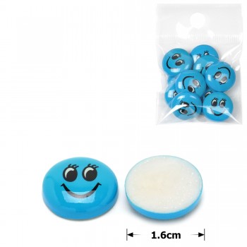 Набор пластиковых кабошонов Смайл 1.6см 10шт синий (28695)