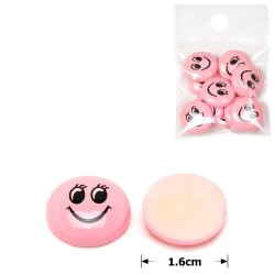 Набор пластиковых кабошонов Смайл 1.6см 10шт розовый (28697)