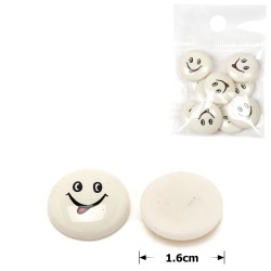 Набір пластикових кабошонів Смайл 1.6см 10шт білий (28698)
