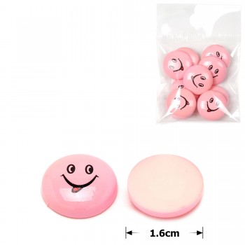 Набор пластиковых кабошонов Смайл 1.6см 10шт розовый (28702)