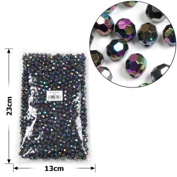 Набір гранованих намистин 8мм 900шт 250г чорний-хамелеон (30399)