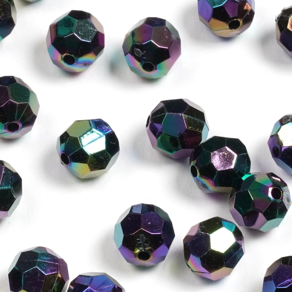 Набір гранованих намистин 10мм 500шт 250г чорний-хамелеон (30400) 2