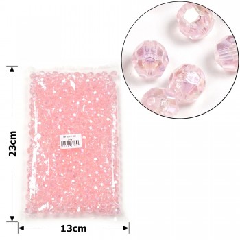 Набір гранованих намистин 10мм 500шт 250г рожевий-хамелеон (30404)