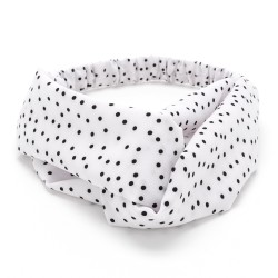 Пов'язка-чалма із софтової тканини з принтом дрібний горох (23001)