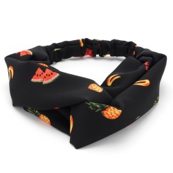 Пов'язка-чалма із софтової тканини з принтом фрукти (23005)