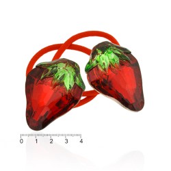 Набір резинок для волосся зі скляною прикрасою Полуниця (1070)