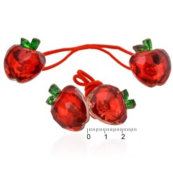 Набір резинок для волосся зі скляною прикрасою Полуниця (1079)