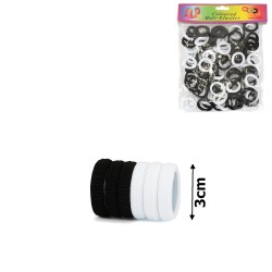 Набір резинок для волосся з мікрофібри (12-15311) чорний та білий