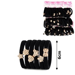 Набір резинок для волосся з мікрофібри чорний з фігурками на планшетці (15397)