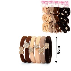 Набір резинок для волосся з мікрофібри коричневий з фігурками на планшетці (15399)